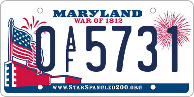 MD license plate 0AF5731