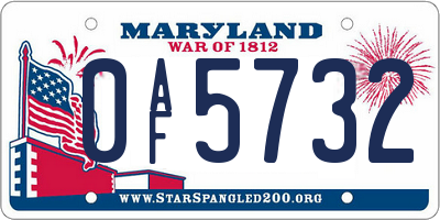 MD license plate 0AF5732