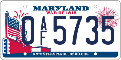 MD license plate 0AF5735