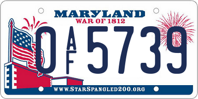 MD license plate 0AF5739