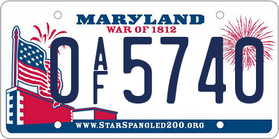 MD license plate 0AF5740