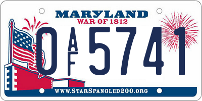 MD license plate 0AF5741