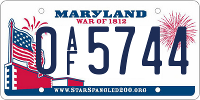 MD license plate 0AF5744
