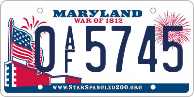 MD license plate 0AF5745