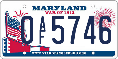 MD license plate 0AF5746