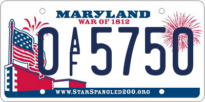 MD license plate 0AF5750