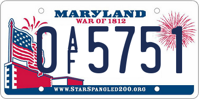 MD license plate 0AF5751