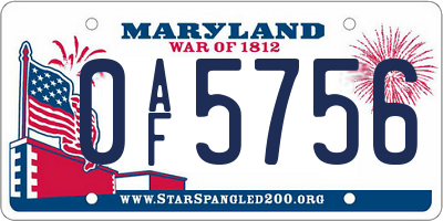 MD license plate 0AF5756