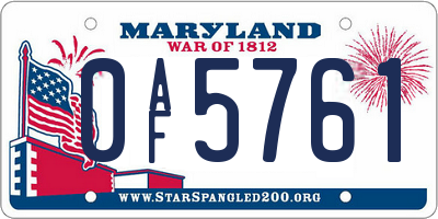 MD license plate 0AF5761