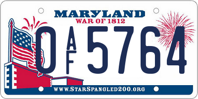 MD license plate 0AF5764