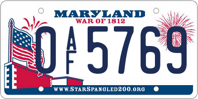 MD license plate 0AF5769