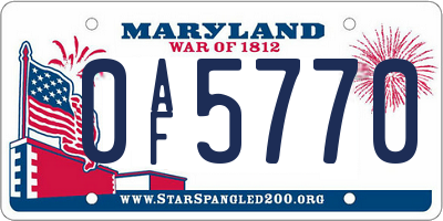 MD license plate 0AF5770