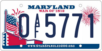 MD license plate 0AF5771