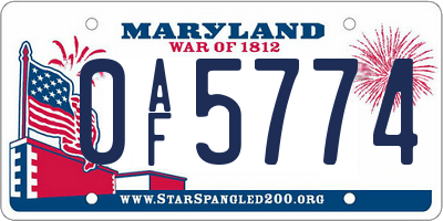 MD license plate 0AF5774