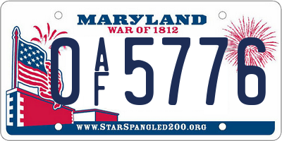 MD license plate 0AF5776