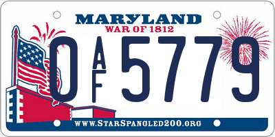 MD license plate 0AF5779