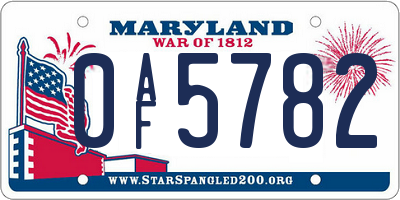 MD license plate 0AF5782