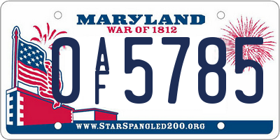 MD license plate 0AF5785
