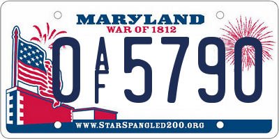 MD license plate 0AF5790