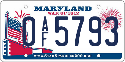 MD license plate 0AF5793