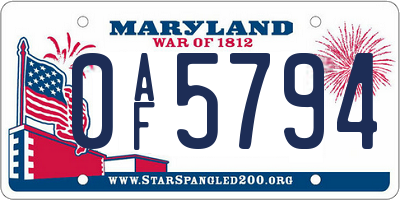 MD license plate 0AF5794