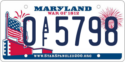 MD license plate 0AF5798