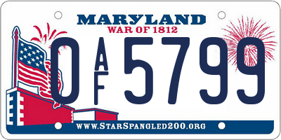 MD license plate 0AF5799