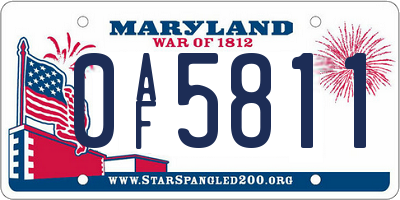 MD license plate 0AF5811