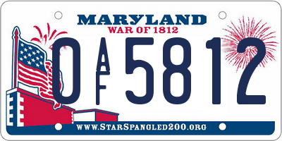 MD license plate 0AF5812