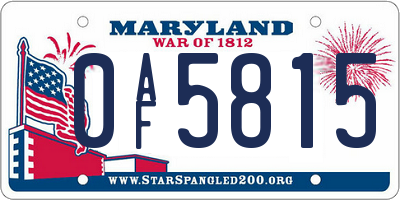 MD license plate 0AF5815