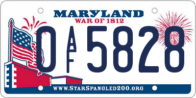 MD license plate 0AF5828