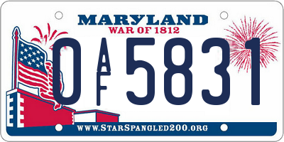 MD license plate 0AF5831