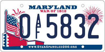 MD license plate 0AF5832