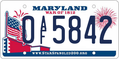 MD license plate 0AF5842