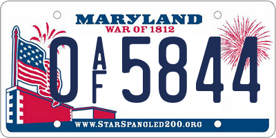 MD license plate 0AF5844
