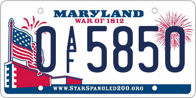 MD license plate 0AF5850