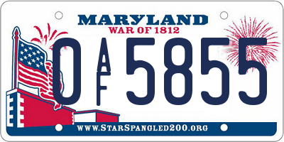 MD license plate 0AF5855