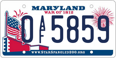 MD license plate 0AF5859