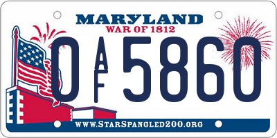 MD license plate 0AF5860