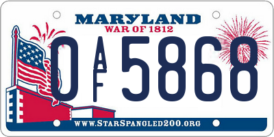 MD license plate 0AF5868