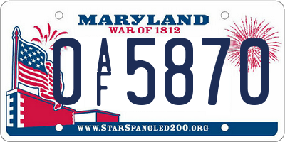 MD license plate 0AF5870