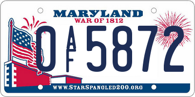 MD license plate 0AF5872
