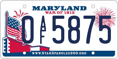 MD license plate 0AF5875