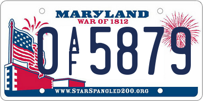MD license plate 0AF5879