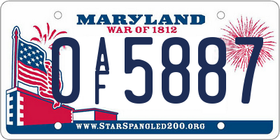 MD license plate 0AF5887