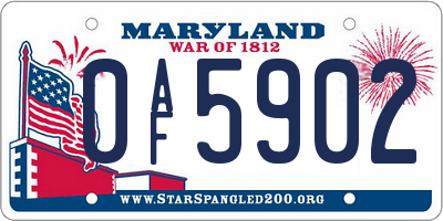 MD license plate 0AF5902