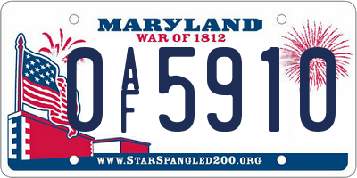MD license plate 0AF5910