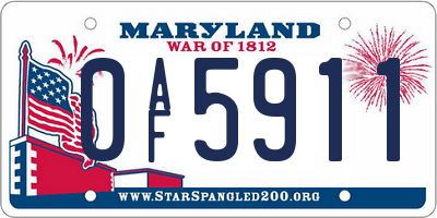 MD license plate 0AF5911