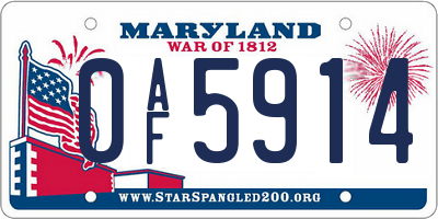 MD license plate 0AF5914