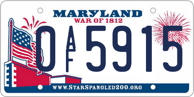 MD license plate 0AF5915